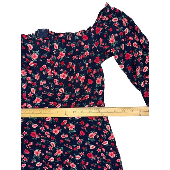 B. Darlin Womens Navy Floral-Printed Mini Fit & Flare Dress Juniors 7/8 Lined - Picture 7 of 11